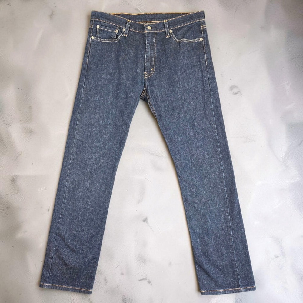 Levis 513 Slim Straight Jeans Mens 33x30 Dark Indigo Blue Stretch Denim Pants